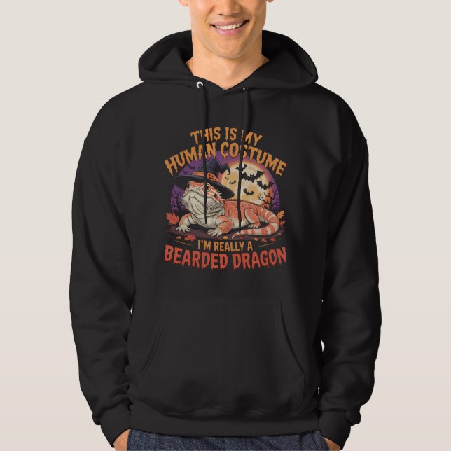Barted Dragon Funny Hexendesign Hoodie (Vorderseite)