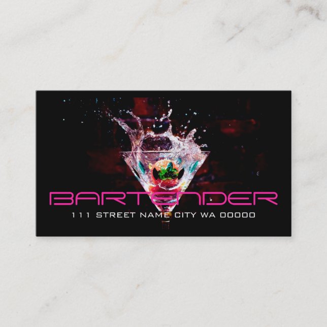 Bartender Carte de visite de vie nocturne (Devant)
