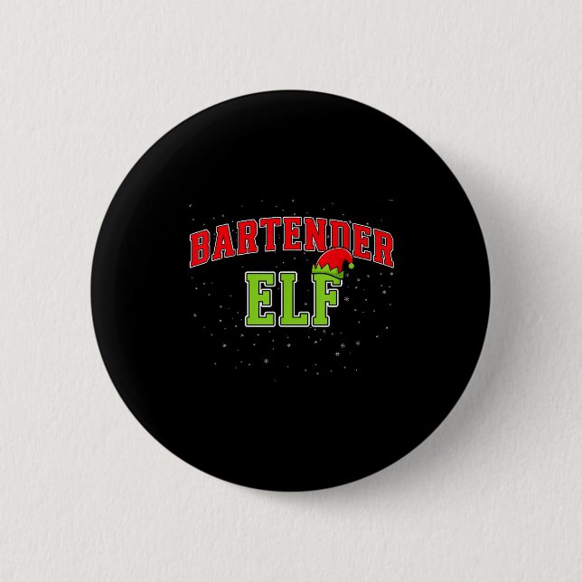 Bartender Elf Christmas Family Matching Group Xmas Button (Vorderseite)