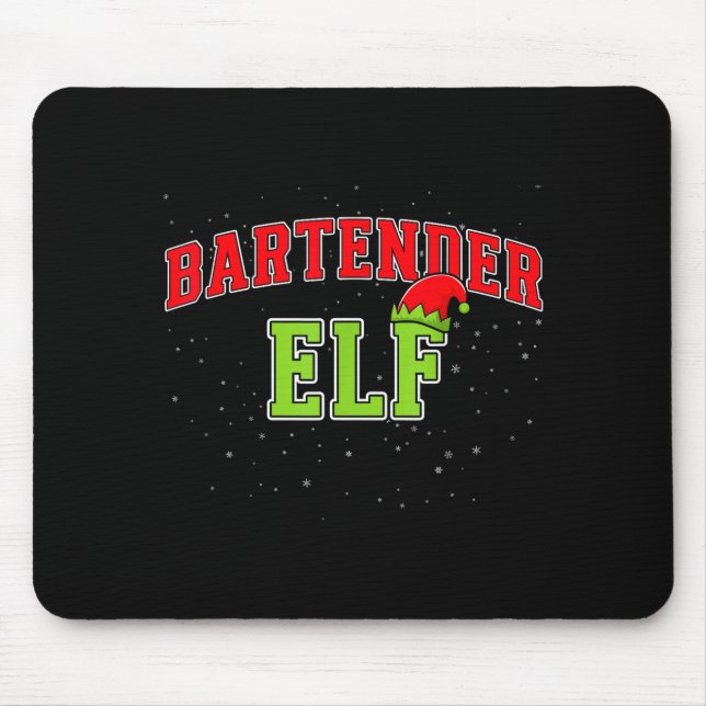 Bartender Elf Christmas Family Matching Group Xmas Mousepad (Vorne)
