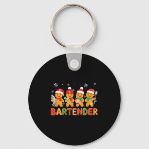Bartender-Job-Gruppe Weihnachtsmann Lebkuchen Weih Schlüsselanhänger