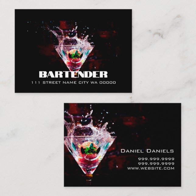 Bartender Nightlife Business Card Visitenkarte (Vorne/Hinten)