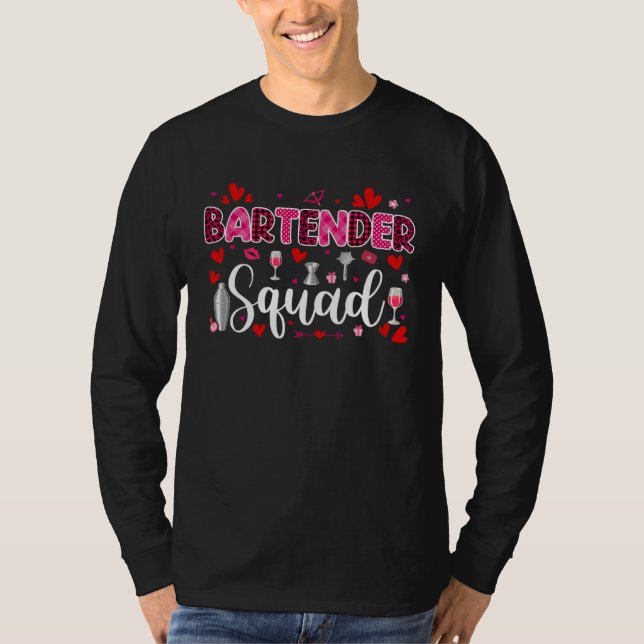 Bartender Squad Cute Tools Hearts Costume Valentin T-Shirt (Vorderseite)