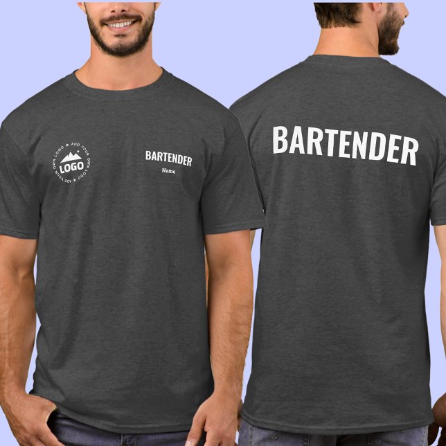 Bartender T-Shirt Uniform Personalized Name Logo (Créateur téléchargé)