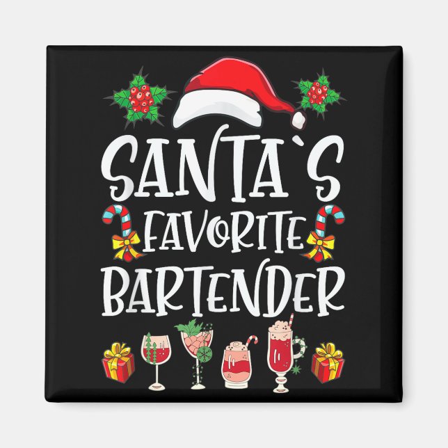 Bartender Weihnachtsgeschenk Santas Lieblingsbarte Magnet (Vorne)