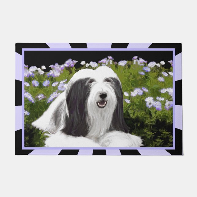 Bartete Collie Malerei - Niedliche Original Hunde  Fußmatte (Vorderseite)