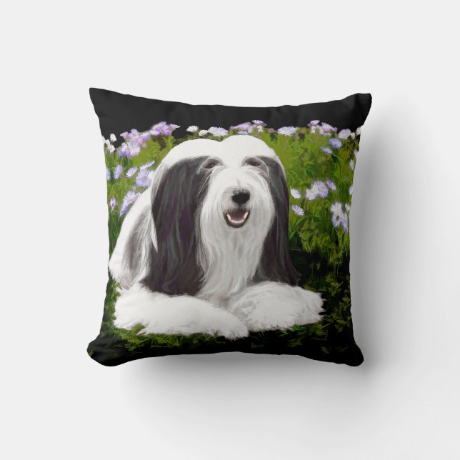 Bartete Collie Malerei - Niedliche Original Hunde  Kissen (Vorderseite)