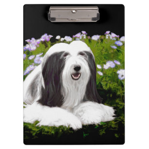 Bartete Collie Malerei - Niedliche Original Hunde Klemmbrett