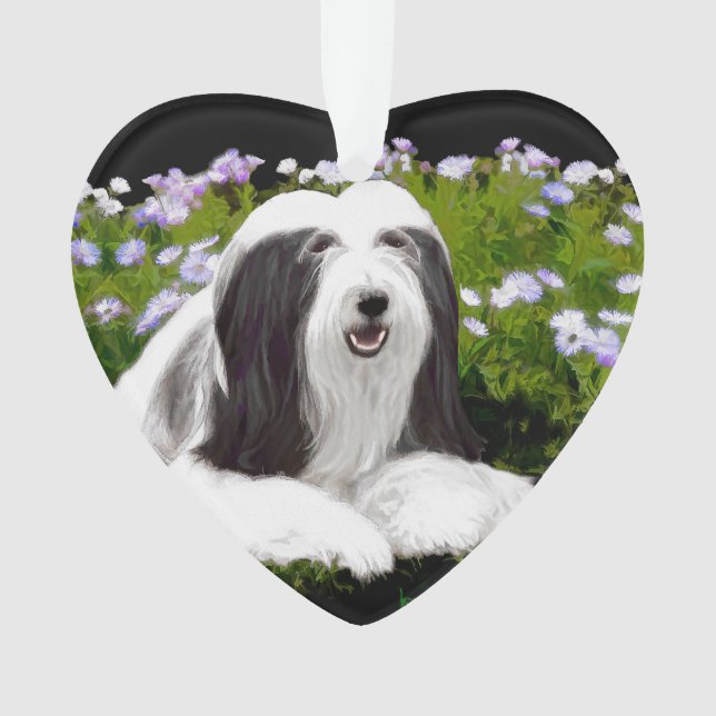 Bartete Collie Malerei - Niedliche Original Hunde  Ornament (Vorderseite)