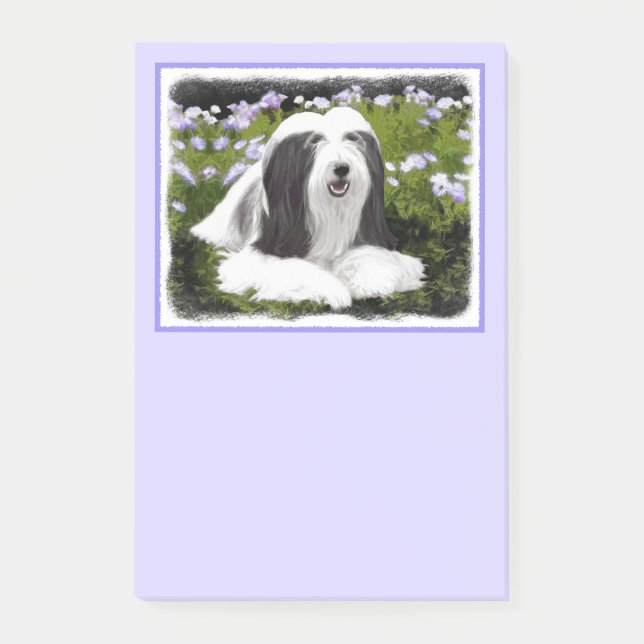 Bartete Collie Malerei - Niedliche Original Hunde  Post-it Klebezettel (Vorderseite)