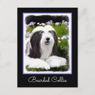 Bartete Collie Malerei - Niedliche Original Hunde  Postkarte