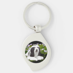 Bartete Collie Malerei - Niedliche Original Hunde  Schlüsselanhänger