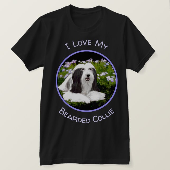 Bartete Collie Malerei - Niedliche Original Hunde  T-Shirt (Design vorne)