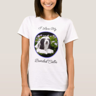 Bartete Collie Malerei - Niedliche Original Hunde  T-Shirt