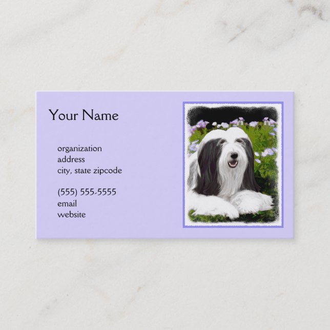 Bartete Collie Malerei - Niedliche Original Hunde  Visitenkarte (Vorderseite)