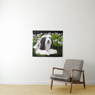 Bartete Collie Malerei - Niedliche Original Hunde  Wandteppich