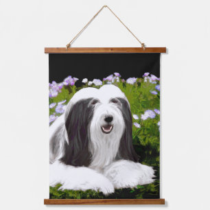 Bartete Collie Malerei - Niedliche Original Hunde Wandteppich Mit Holzrahmen