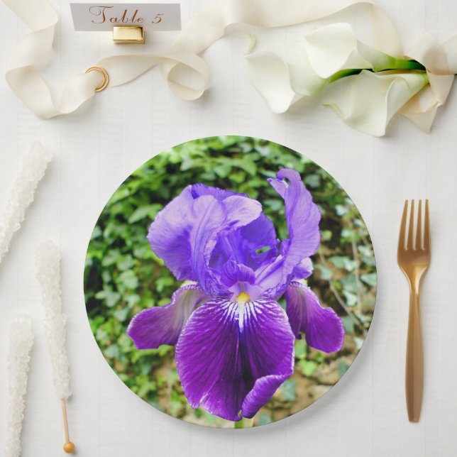 Bartete Iris-Papierplatte Pappteller (Hochzeit)