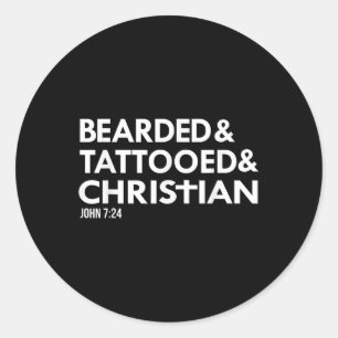 Bartete Tattooot Christlicher Funny Beard Tattoo T Runder Aufkleber