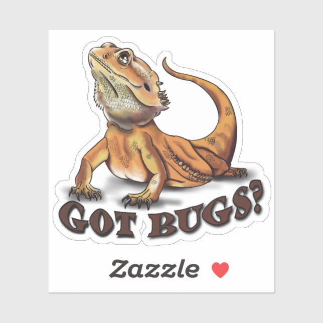 Barteter Drache "Got Bugs?" Niedlich Lizard Aufkleber (Blatt)