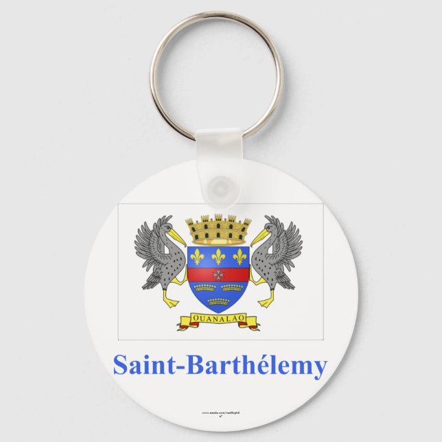 Barthelemy-Flagge mit französischem Namen Schlüsselanhänger (Vorderseite)