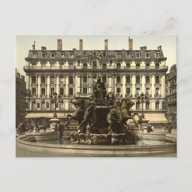 Bartholdi Fountain, Lyon, Frankreich Postkarte (Vorderseite)