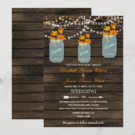 Bartholz Rustikales Mason Jar Hochzeit im Herbst E Einladung