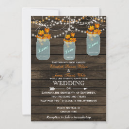 Bartholz Rustikales Mason Jar Hochzeit im Herbst E Einladung