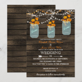 Bartholz Rustikales Mason Jar Hochzeit im Herbst E Einladung