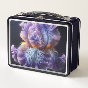 Barti Iris floral Lila und blau Metall Brotdose
