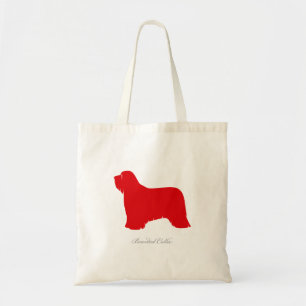 Bärtige Collie-Taschen-Tasche (rote Silhouette) Tragetasche