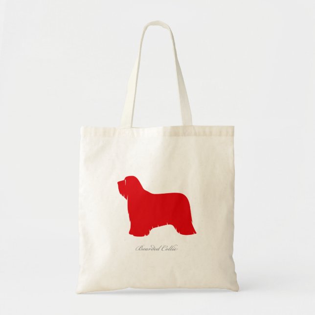 Bärtige Collie-Taschen-Tasche (rote Silhouette) Tragetasche (Vorne)