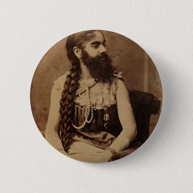 Bärtige Dame Button (Vorderseite)