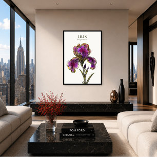 Bärtige Iris Botanischer Kunstdruck Poster