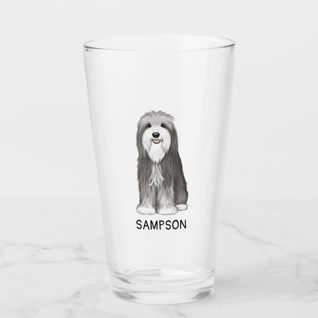 Bärtige niedliche Beardie Gewohnheit des Glas (Vorderseite)