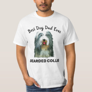 Bärtiger Collie Aquarell bester Hund Papa überhaup T-Shirt