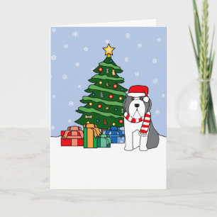 Bärtiger Collie-und Weihnachtsbaum Feiertagskarte