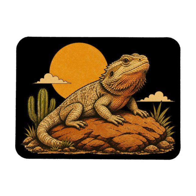 Bärtiger Drache Echse Reptil  Magnet (Horizontal)