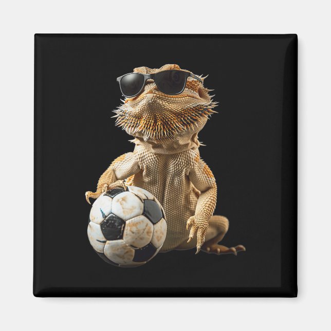 Bärtiger Drache Fußball  Magnet (Vorne)
