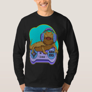 Bärtiger Drache Gamer Computerspiel Spieler Echse T-Shirt