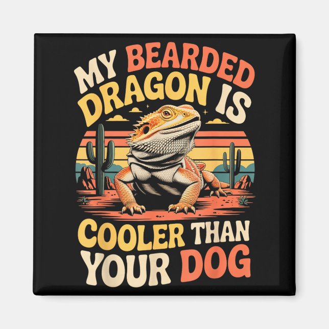 Bärtiger Drache Kühler Reptil Tier Beardie Bart Magnet (Vorne)