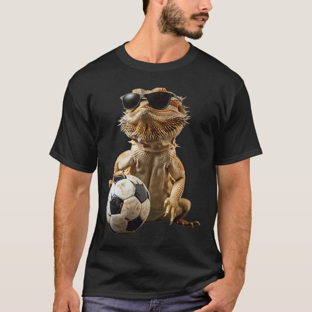 Bärtiger Drachen Fußball  T-Shirt (Vorderseite)