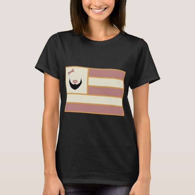 Bärtiger Frauen T - Shirt Dame Flag (Vorderseite)