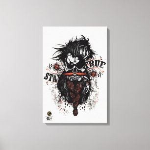 Bärtiger Hipster-Totenkopf und Schnurrbart Leinwanddruck