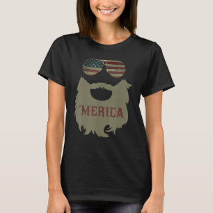 Bärtiger Papa Merica Amerikanische Flagge Sonnenbr T-Shirt