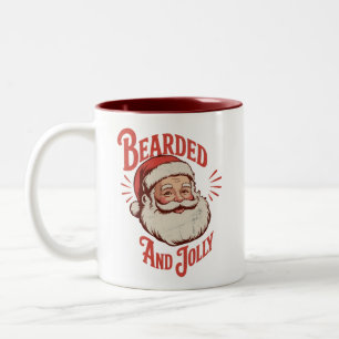 Bärtiger und fröhlicher Weihnachtsbart Lustig Retr Zweifarbige Tasse