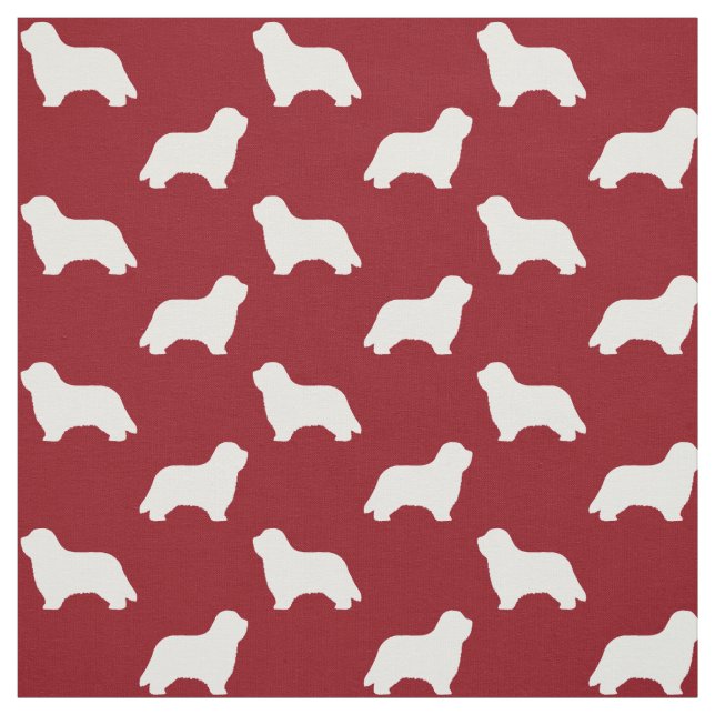 Bärtiges Collie-Silhouette-Muster-Rot Stoff (Muster)