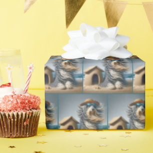 Bartollie mit Doghouse Sandcastle Geschenkpapier