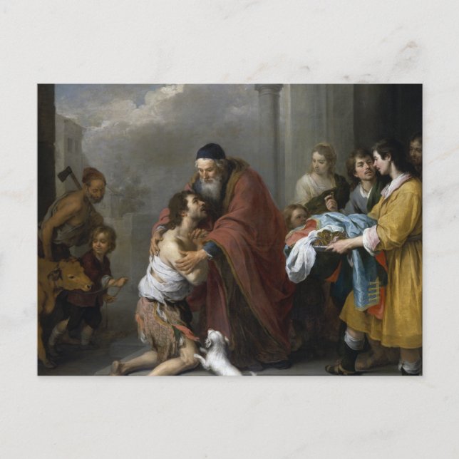 Bartolome Esteban Murillo-Rückkehr des Prodigalen Postkarte (Vorderseite)