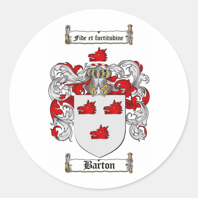BARTON-FAMILIENWAPPEN - WAFFENSCHUTZMUSTER RUNDER AUFKLEBER (Vorderseite)